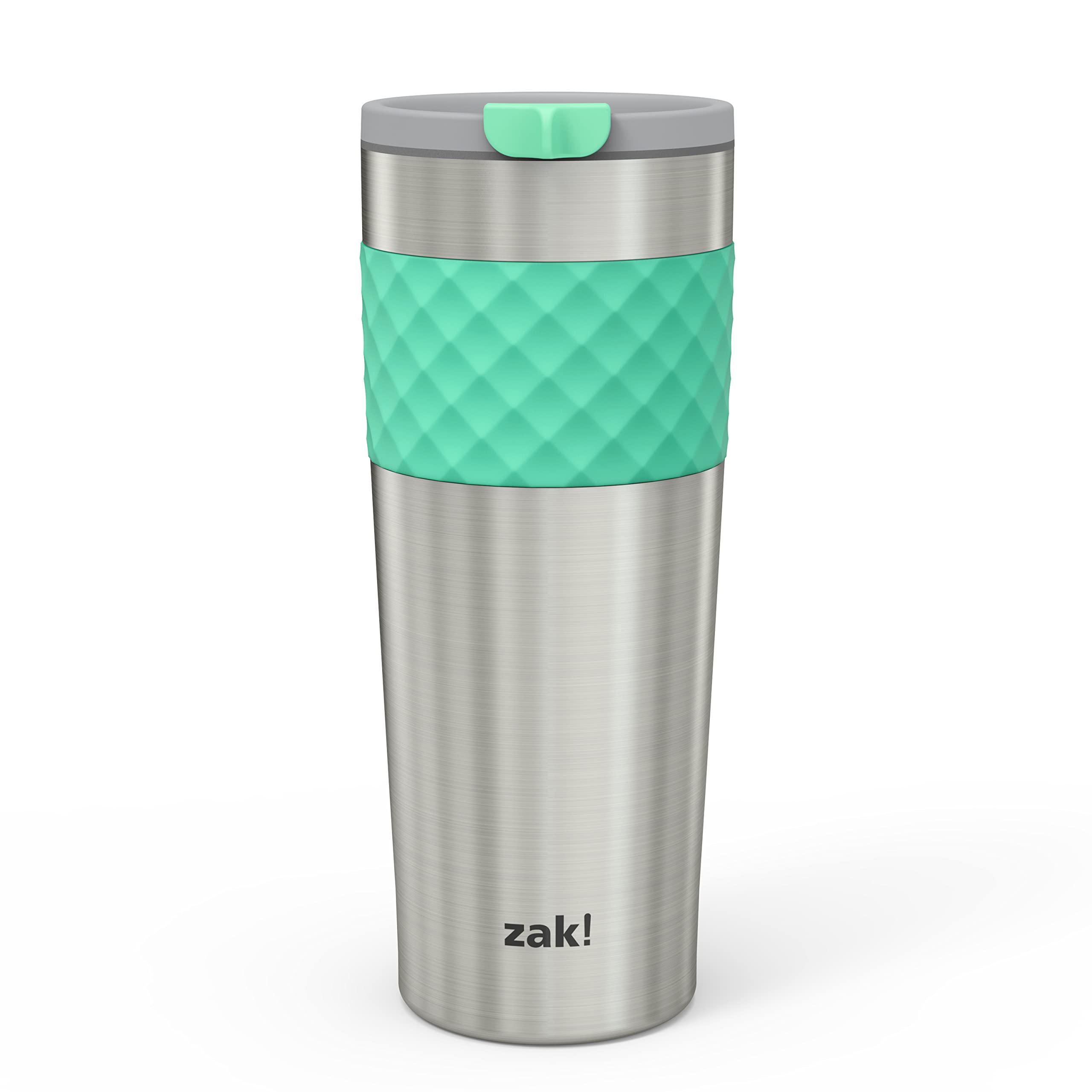 Zak Designs Aberdeen Vacuum Insulated 18/8 Stainless Steel Travel Tumbler with Leak-Proof Click Lid and Silicone Wrap, Fits in Car Cup Holders (Non-BPA, 24 oz, Tropic)