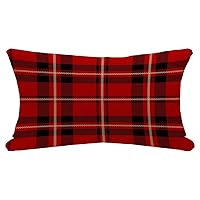 Decorative Throw Lumbar Pillow Cover Antique Retro Black Red Beige Tartan Plaid Abstract Beauty British Buffalo Celtic Check Checkered Pillow Cover Linen Pillow Case for Couch Bed Car Sofa 12x20 Inch