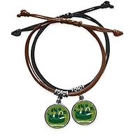 Logo Cigarette is A Drug Art Deco Gift Fashion Bracelet Double Leather Rope Wristband Couple Set Gift