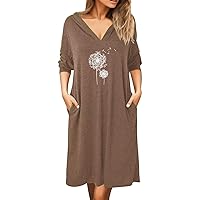 Womens Dresses for Wedding Guest Formal,Women's Casual Loose Long Sleeve Hooded Floral Print Maxi Dress for SPR