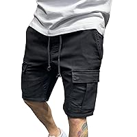 Male Casual Mid Waist Shorts Pant Solid Splice Pocket Drawstring Knee Length Shorts Girl Jelly Sandal