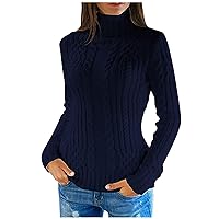 Women's Pullover Sweaters Sleeve High Collar Pullover Sweater Knitted Jumper Tops Blouse Turtleneck Sweater