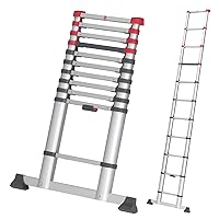 Hailo T80 FlexLine | Aluminum telescoping Ladder | 11 rungs | Height Adjustable up to 10.5FT | Single rungs can be Extended | Transport Belt | One-Hand Unlocking System | Rustproof | Indoor-Outdoor