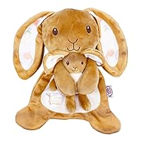 Guess How Much I Love You Cute Bunny Plush Lovey Crinkle Security Blanket for Infants, Babies, Toddlers and Kids