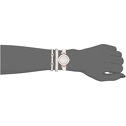 Anne Klein Women's Glitter Accented Bangle Watch and Bracelet Set, AK/3296