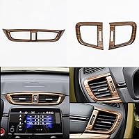 3PCS Peach Wood Texture Central Side Dashboard Air Vent AC Outlet Cover Car Interior Center Console Wind Outlet Panel Frame Trim Kits for Honda CRV 2017 2018 2019 2020 2021 2022