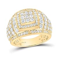 The Diamond Deal 14kt Yellow Gold Mens Round Diamond Cluster Ring 3 Cttw
