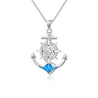 Anchor Necklace 925 Sterling Silver Compass Pendant Nautical Sailor Graduation Jewelry Christmas Gifts for Women Girls