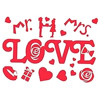 Shan-S Valentine Stickers Quote Heart Wall Decals Static Stickers Love Decorative Stickers Wall Art for Office Valentines Hearts Accessories Birthday Party Supplies Gifts Couple Bedroom Home Decor