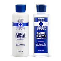 Blue Cross Hydrating, Moisturizing, Strengthening Cuticle Remover Oil with Lanolin + Extra Strength Callus Remover Gel for Heel or Feet, 6 oz each, 2 pack Bundle