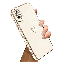 Bonoma Compatible with iPhone Xs Max Case Love Heart Plating Electroplate Luxury Elegant Case Camera Protector Soft Shockproof Protective Corner Back Cover iPhone Xs Max Case -White