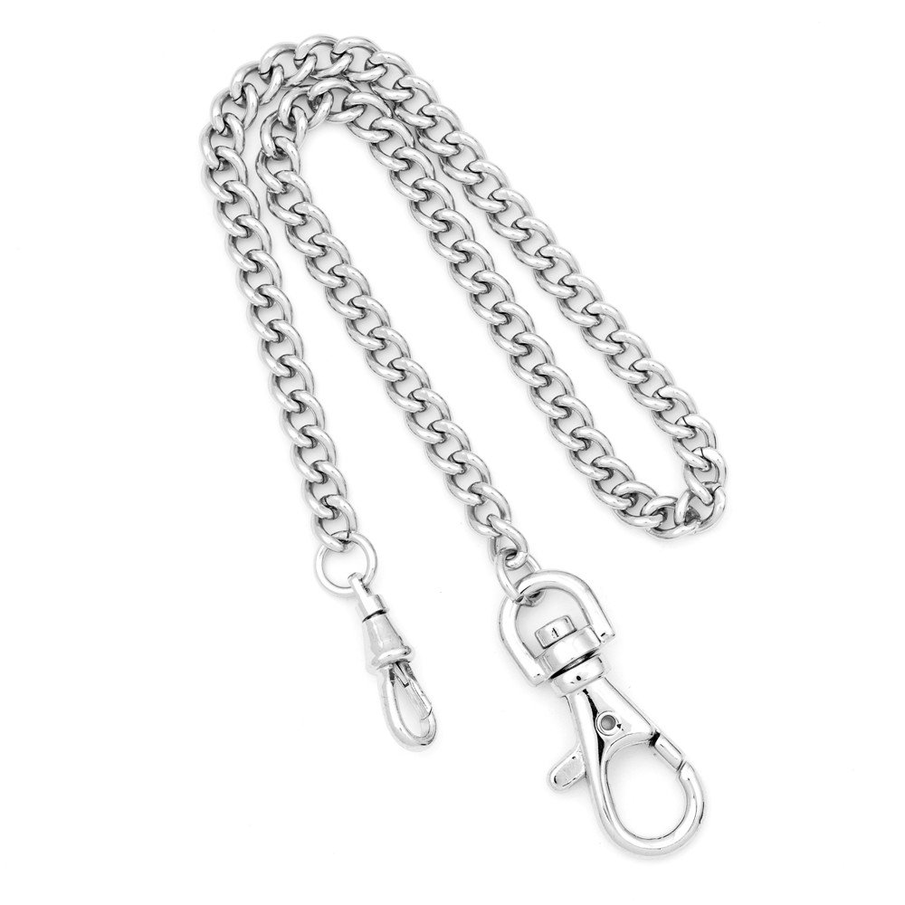 Charles Hubert Stainless Steel Men's 14.5in Clasp Pocket Watch Chain Necklace 14.5