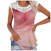 Graphic Tees for Women Black Panther Womens Lace Tops Dressy Casual Cap Sleeve Floral Summer Blouses Shirts Sc