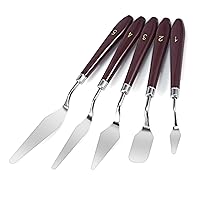 Arrtx 5 Pieces Painting Knives Stainless Steel Spatula Palette Knife Oil Painting Accessories Color Mixing Set for Oil Canvas Acrylic Painting-lightwi