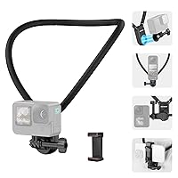 NEEWER Magnetic Neck Mount Holder with Phone Clip Compatible with GoPro Hero 12 11 10 MAX DJI Action 4 Insta360 iPhone Samsung, Quick Release POV Action Camera Necklace Mounting Vlog Aceessories, GP15