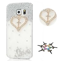 STENES Galaxy J7 (2018) Case - Stylish - 100+ Bling Crystal - 3D Handmade Cross Heart Love Design Bling Cover Case for Samsung Galaxy J7 2018/Galaxy J7 Refine/Galaxy J7 Star - Clear
