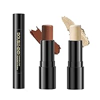 Ofanyia 2 Colors Cream Contour Stick, 2 in 1 Double-end Highlighter & Bronzer Stick, Long Lasting Smooth Natural Matte Makeup, Bronzer and Highlighter Sticks Set for Face Contouring Shaping Makeup (03#)