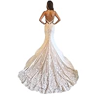 Melisa Lace Sweetheart Mermaid Wedding Dresses for Bride with Train Backless Long Beach Bridal Ball Gown