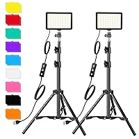 Photography Video Lighting Kit, LED Studio Streaming Lights W/70 Beads & Color Filter for Camera Photo Desktop Computer Conference Game Stream YouTube TikTok Portrait Shooting Pack of 2