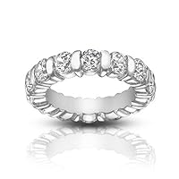 5.00 ct Ladies Round Cut Diamond Eternity Band Ring In Bar Setting in 18 kt White Gold