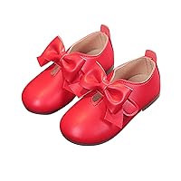 Size 1 Girls Boots Fashion Autumn Girls Casual Shoes Flat Light Hook Loop Solid Color Bow Simple Kids All Purpose Boots