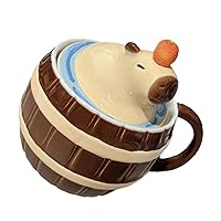 Cute Cartoon Capybara Mug With Lid Dringking Cup Ceramic Milk Coffee Mugs Drinkware Birthday Gift For Women Men Porcelain Coffee Cups Portable Mug Hot And Cold Drinks Gift For Lovers Compact Size