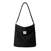Tibroni Women's Large Corduroy Bag, Vintage Handbag, Shoulder Bag with Zip, Tote Bag, Aesthetic Shoulder Bag, Shopping Bag, Thick, for Work, Shopping, School