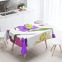 Rectangle Table Cloths 52 x 70 Inch Yellow Maroon Purple Maroon Floral Flower Spring Leaf Wildflower Dust-Proof and Water Easy to Clean Tablecloth for Kitchen Dining Picnic Party