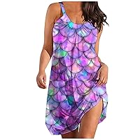 Women Sleeveless Spaghetti Strap Summer Beach Dress Casual 2023 Sexy Print Dress Comfortable Slim Fit Dresses