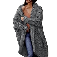 2023 Women Casual Solid Twist Crochet Knitted Sweater Cardigan Jackets Loose Long Sleeve Long Coat