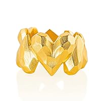 Drachenfels Luxus Damen Bandring Silber goldplattiert aus der Kollektion Heartbreaker | Faszinierender Herz Ring goldplattiert | Edler Designer-Schmuck, Designer-Ring | D HE 12/AGG