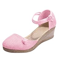 Women's Dress Sandals Wedge Round Toe Casual Sandals Singles Shoes Womens Saltwater Sandals