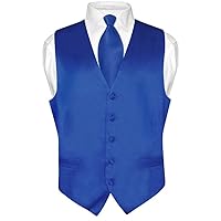Biagio Men's SILK Dress Vest & NeckTie Solid ROYAL BLUE Color Neck Tie Set