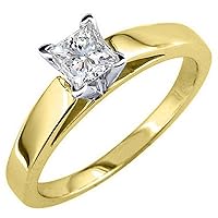14k Yellow Gold 1 Carat Solitaire Princess Cut Diamond Engagement Ring