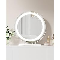 Vanity Mirror, 19 Inch Large HD Vanity Mirror with Lights, Smart Touch Control, 3 Color Lighting Modes & 360°Rotation, for Bedroom Makeup Table, Easy to Install (White)