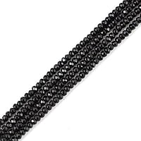 2 Strands Adabele Natural Jet Black Quartz Healing Gemstone 4mm Faceted Rondelle Spacer Loose Stone Beads (240-260pcs Total) for Jewelry Craft Making GH1R-5