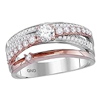 The Diamond Deal 14kt Two-tone Rose Gold Womens Round Diamond Crossover Band Ring 3/4 Cttw