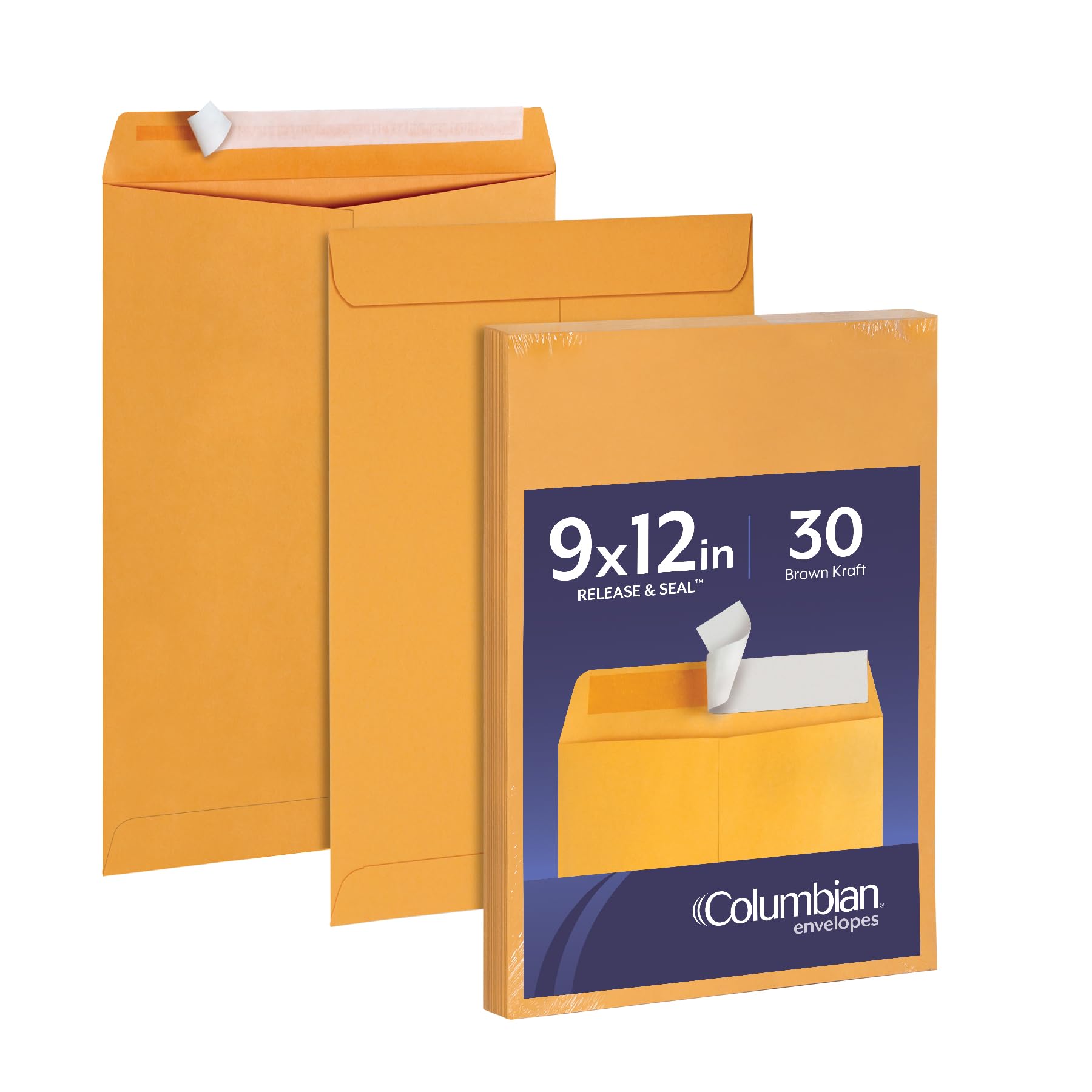 Columbian 9 x 12 Catalog Envelopes with Self Seal Closure, 28 lb Brown Kraft, for Mailing Flat Letter Size Documents or Photos, 30 Per Pack (COLO401)