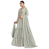 Indian Georgette Mirror & frill jacket Style Lehenga Choli Stitched Dress 8977