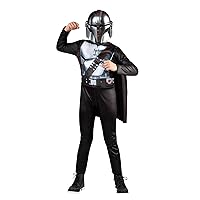 Star Wars The Mandalorian Official Youth Costume - Printed Jumpsuit with Plastic Mask