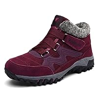 Men's Outdoor Snow Boots Winter Hiking Trekking Warm Climbing Shoes Booties Mid Top Fur&Plush Fashion Lace-Up
