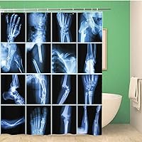 Bathroom Shower Curtain Collection X Ray Multiple Bone Fracture Finger Spine Wrist Hip Polyester Fabric 72x72 inches Waterproof Bath Curtain Set with Hooks