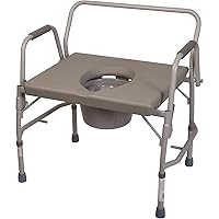 Bedside Commode, Portable Toilet, Commode Chair, Raised Toilet Seat with Handles, Holds up to 500 Pounds with Included 7 qt Commode Bucket, Adjustable from 19-23 Inches, Extra Wide Commode