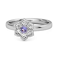 Daisy Flower 0.02 Cts Tanzanite Gemstone 925 Sterling Silver May Birthstone Ring