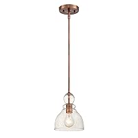 Westinghouse Lighting 6356400 Adjustable Indoor Mini-Pendant Light, Washed Copper Finish with Handblown Clear Seeded Glass