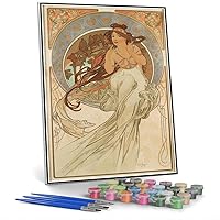 Paint by Numbers for Adult Music Alphonse Mucha Painting by Alphonse Mucha DIY Oil Painting Paint by Number Kits