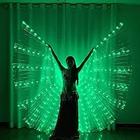 LED Dance Flags for Worship Belly Dance Fans Praise Dance Worship Flags Set Angel Wing Egyptian Indian Dance Fan Luminous Light Up Belly Dance Wings (Green)