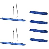48 Inch Nylon Dust Mop with Extendable Metal Handle and 48 Inch Nylon Dust Mop Refill Bundle - 2 Mop Sets and 4 Refills