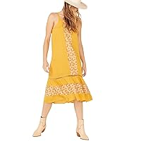 Miss Me Women's Crochet Midi Dress Dark Yellow X-Large US