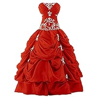Women's Strapless Silver Embroidery Prom Gown Pick-up Quinceanera Dress